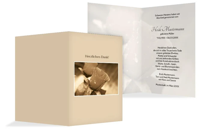 Dankeskarte Rose hoch