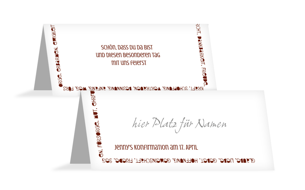 Tischkarte Konfirmation Spruchkreis