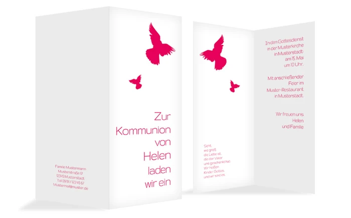 Kommunionseinladungskarte Taube