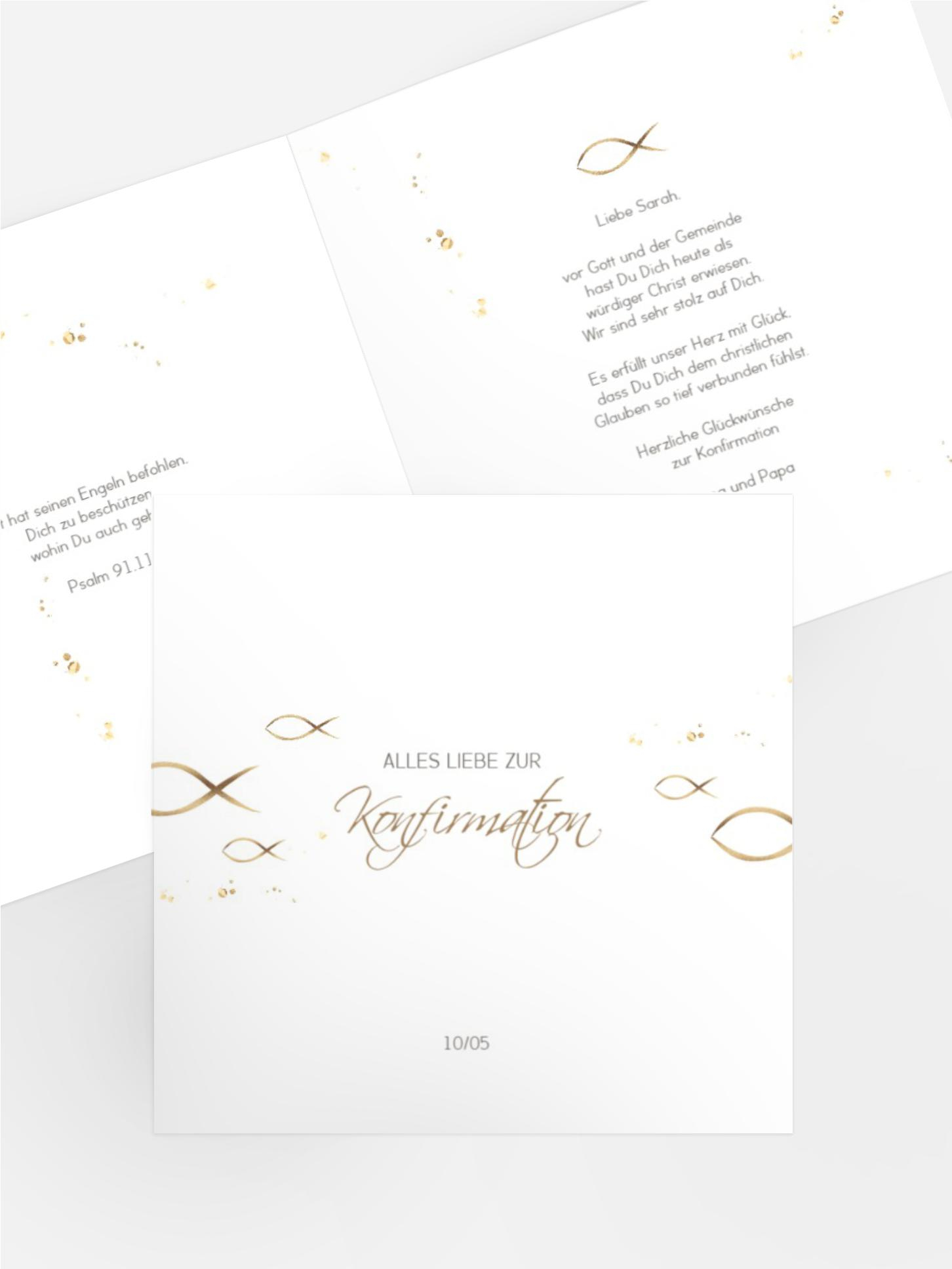 Glückwunschkarte Konfirmation Goldfisch und Flecken