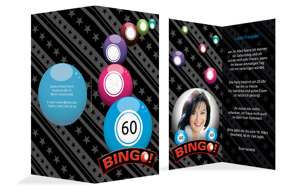 Einladung zum Geburtstag Bingo 60 Foto Einladung zum Geburtstag Bingo 60 Foto