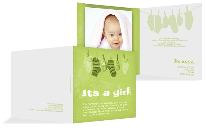 Karte zur Geburt It's a girl Karte zur Geburt It's a girl