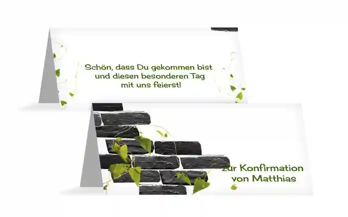 Tischkarte Konfirmation Efeu