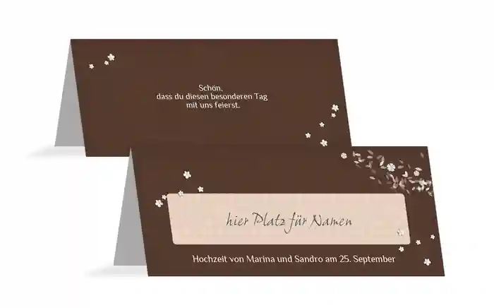 Tischkarte romantic flower