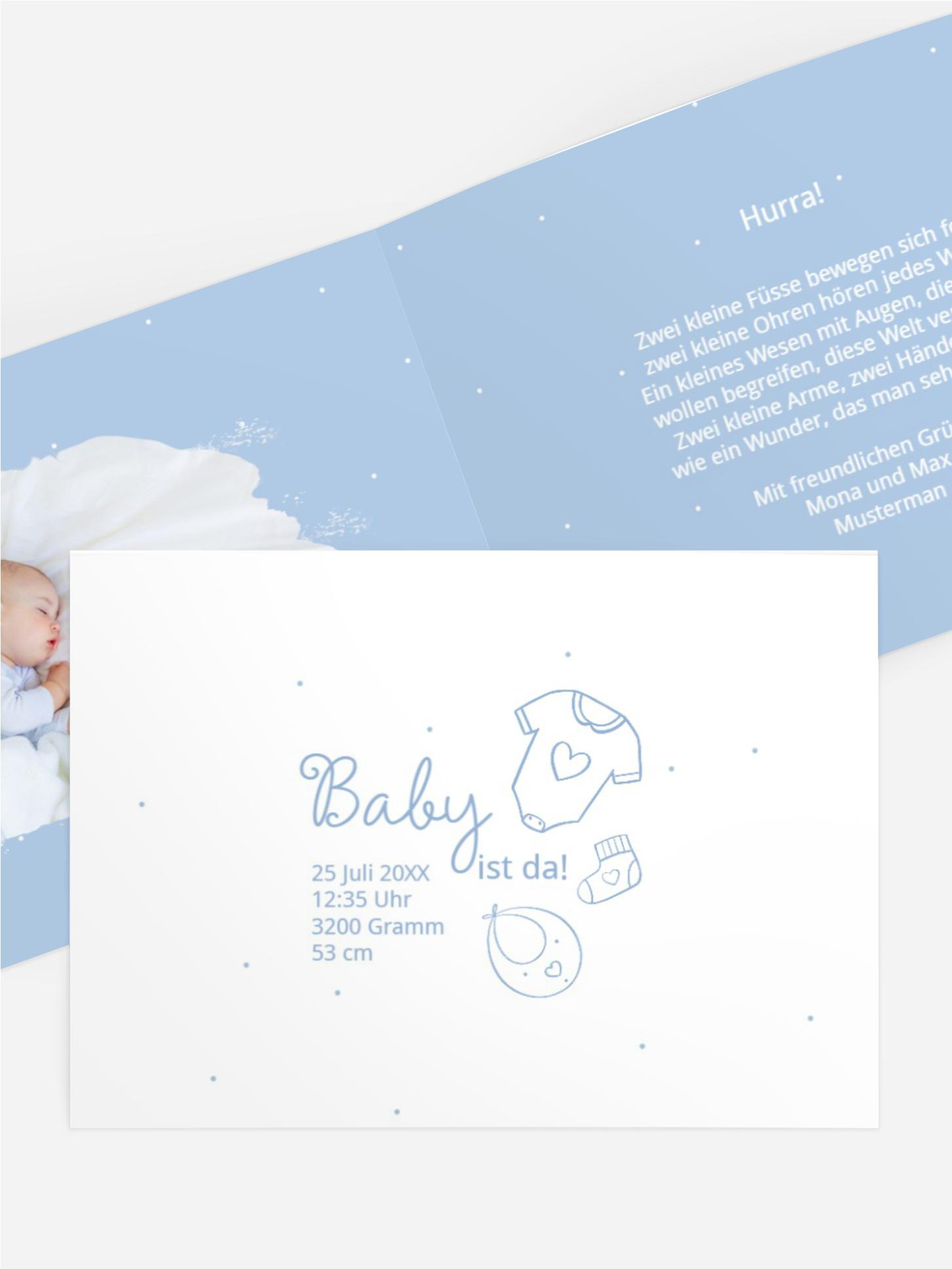 Geburtskarte Baby Ausstattung Geburtskarte Baby Ausstattung