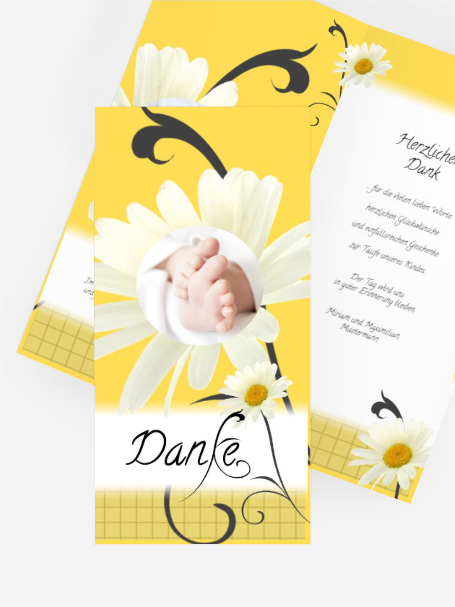 Dankeskarte Taufe Margeriten