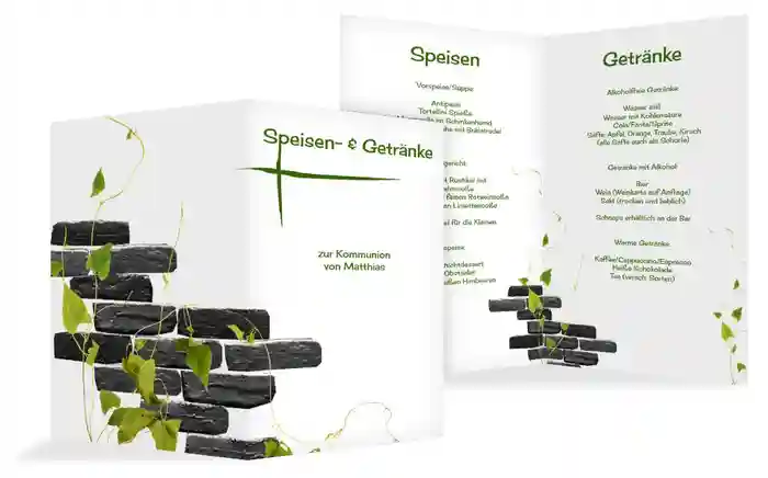 Menükarte Kommunion Efeu