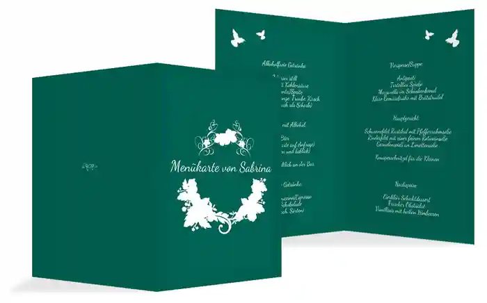 Menükarte Konfirmation Vogel