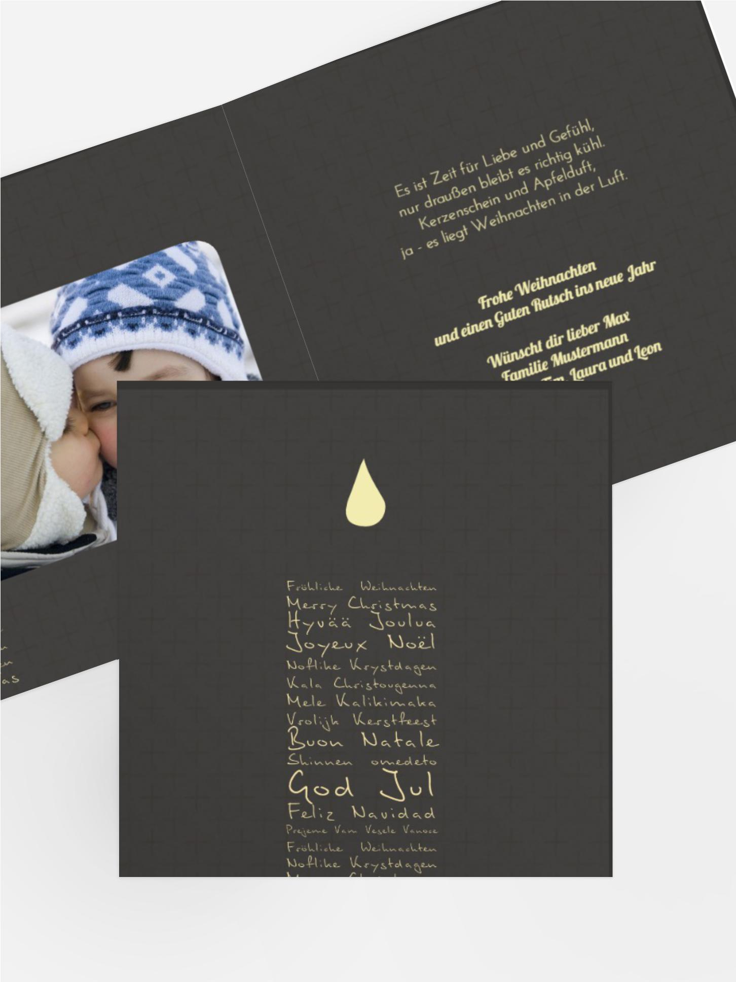 Weihnachts Grußkarte privat Schriftkerze