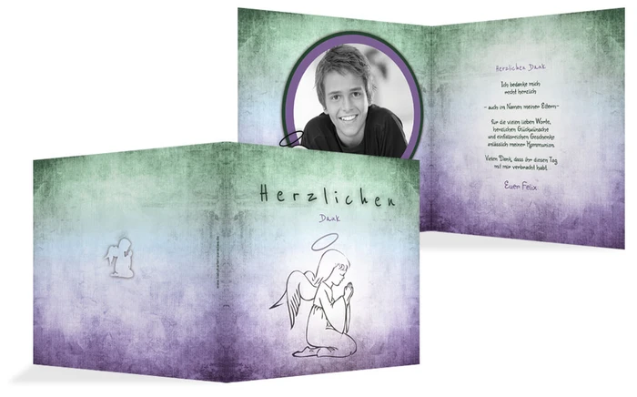 Dankeskarte Konfirmation grunge Engel