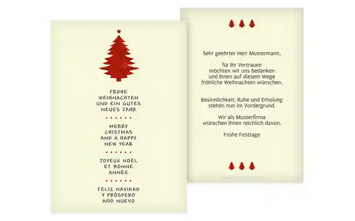 Weihnachtsgrußkarte Geschäft Bäumchen