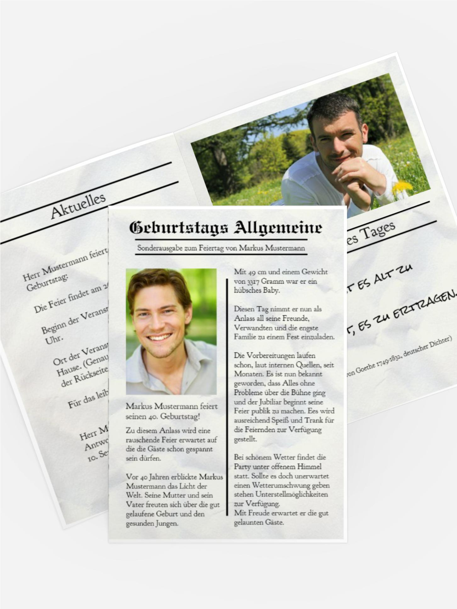 Einladungskarte Geburtstag Sonderausgabe