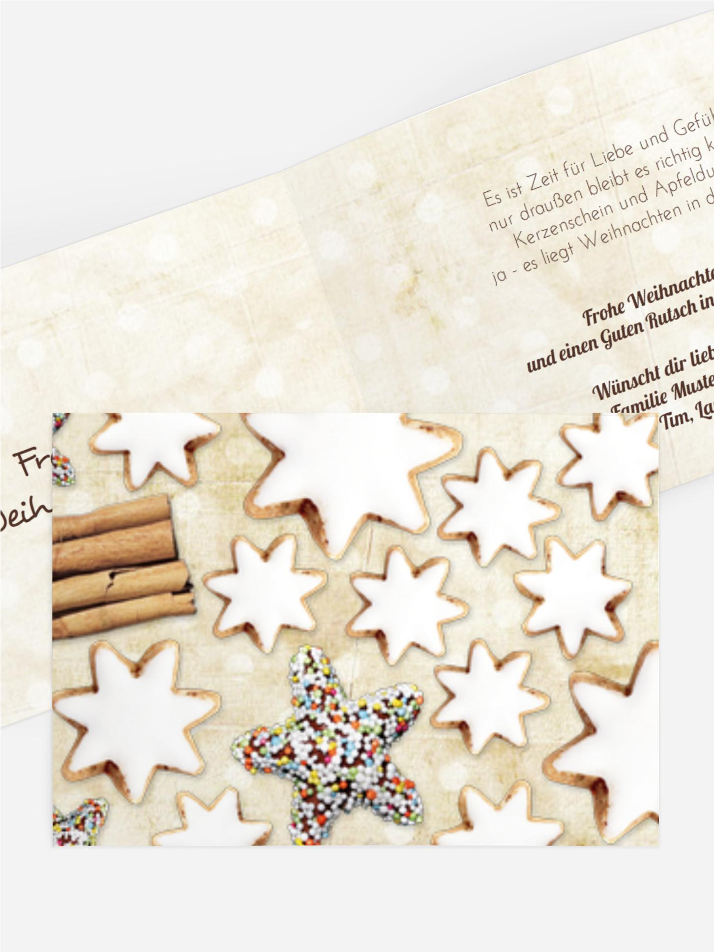 Weihnachts Grußkarte privat Plätzchentisch