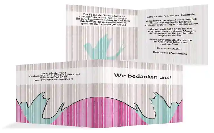 Dankeskarte zur Taufe Streifenharmonie Dankeskarte zur Taufe Streifenharmonie