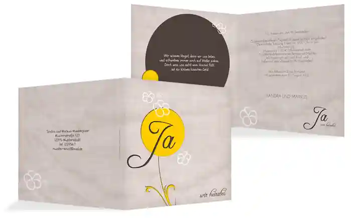 Hochzeitskarte Einladung Fantasyflower 2