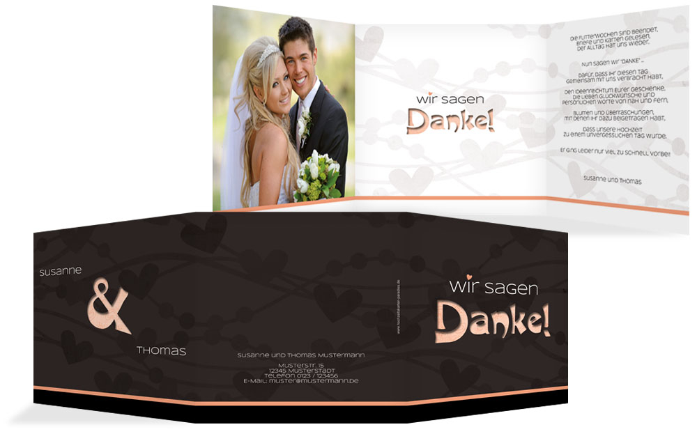 Dankeskarte Hochzeit wilde Herzen Dankeskarte Hochzeit wilde Herzen