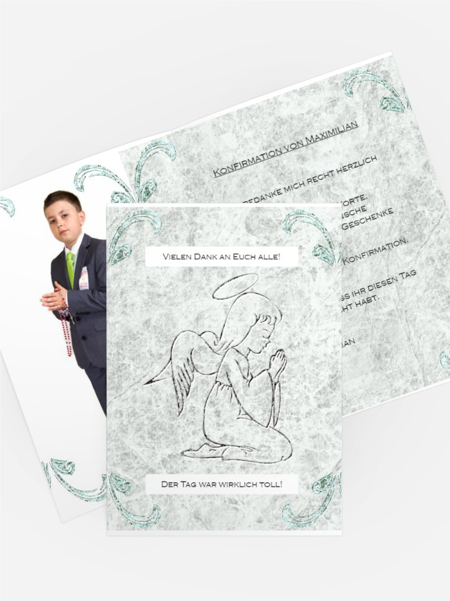Dankeskarte Konfirmation Relief-Engelchen