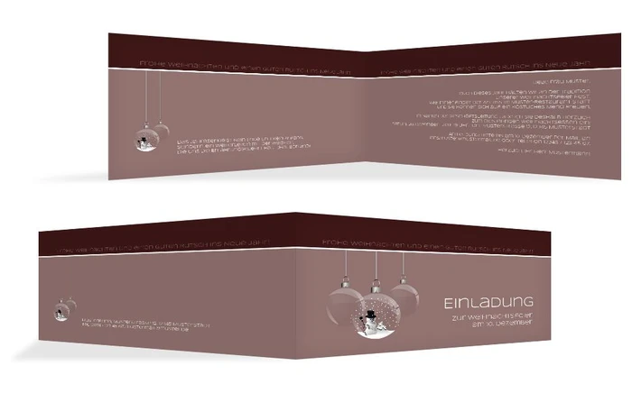 Weihnachtseinladung Geschäft Schneekugel