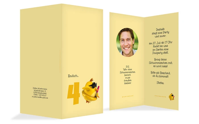 Geburtstagseinladungskarte Kuecken 40 Foto