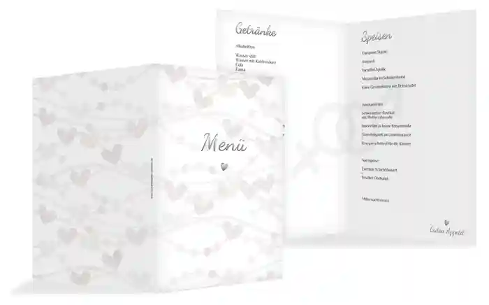 Menükarte Im Zeichen der Liebe
