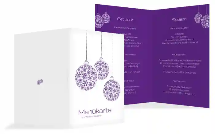 Menükarte Weihnachten Kugeln