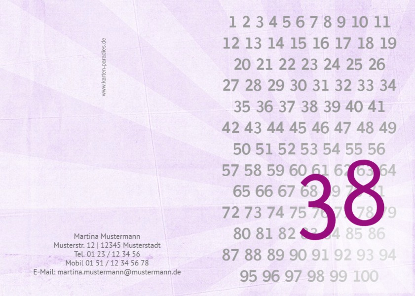 Geburtstagseinladungskarte Zahlenreihe