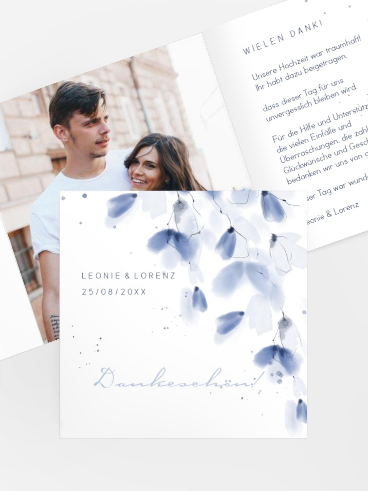 Dankeskarte Aquarell Blätter