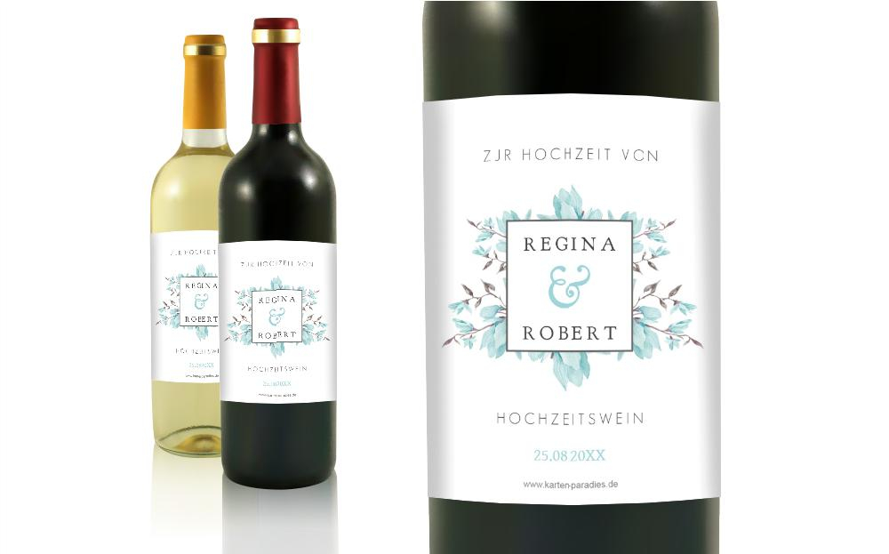 Flaschenetikett Hochzeit Blümcheneck