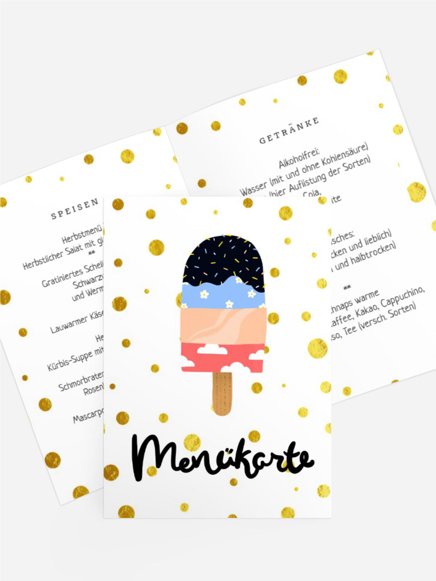 Menükarte Geburtstag  Eis