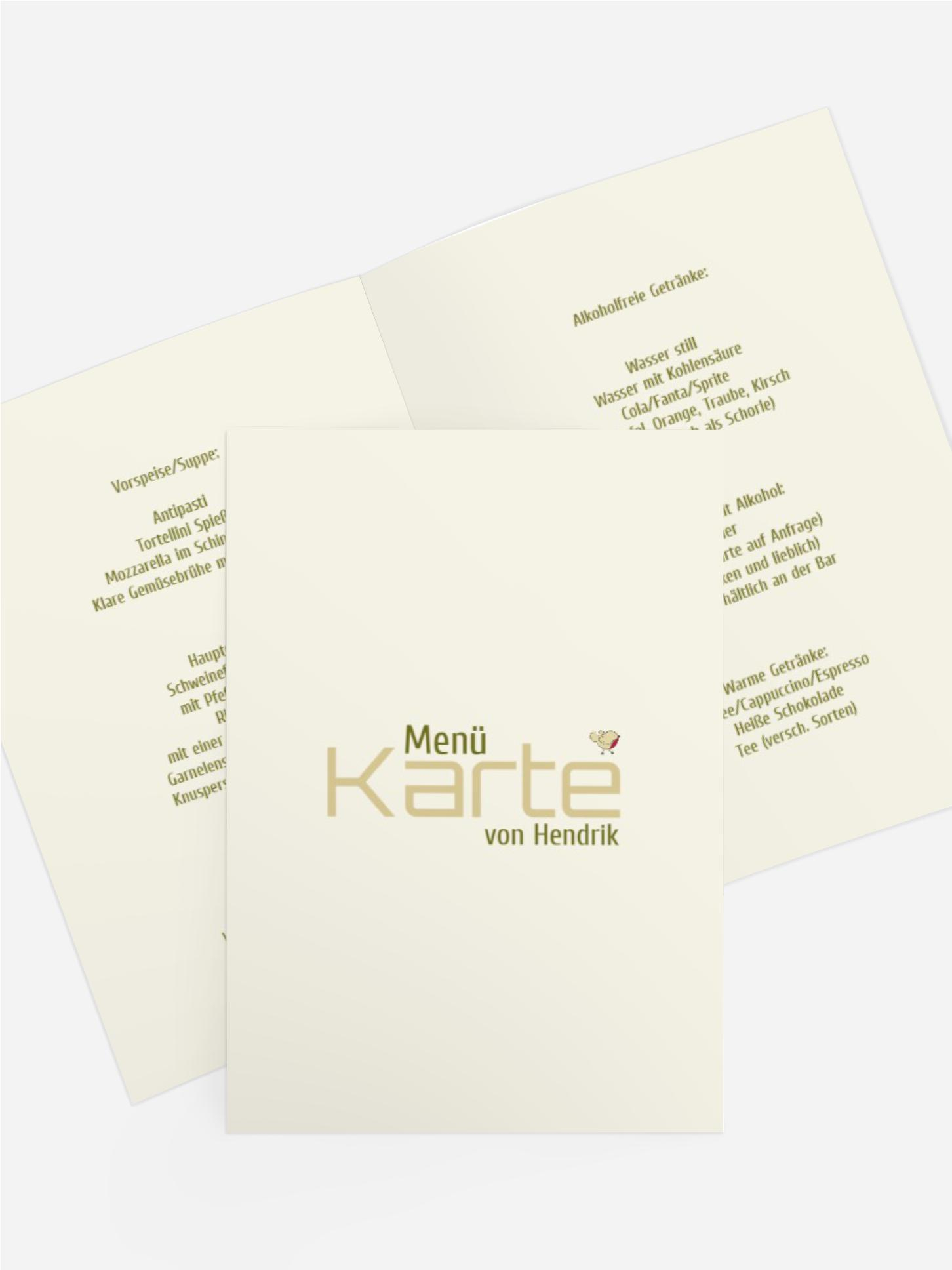 Menükarte Taufe Vogel