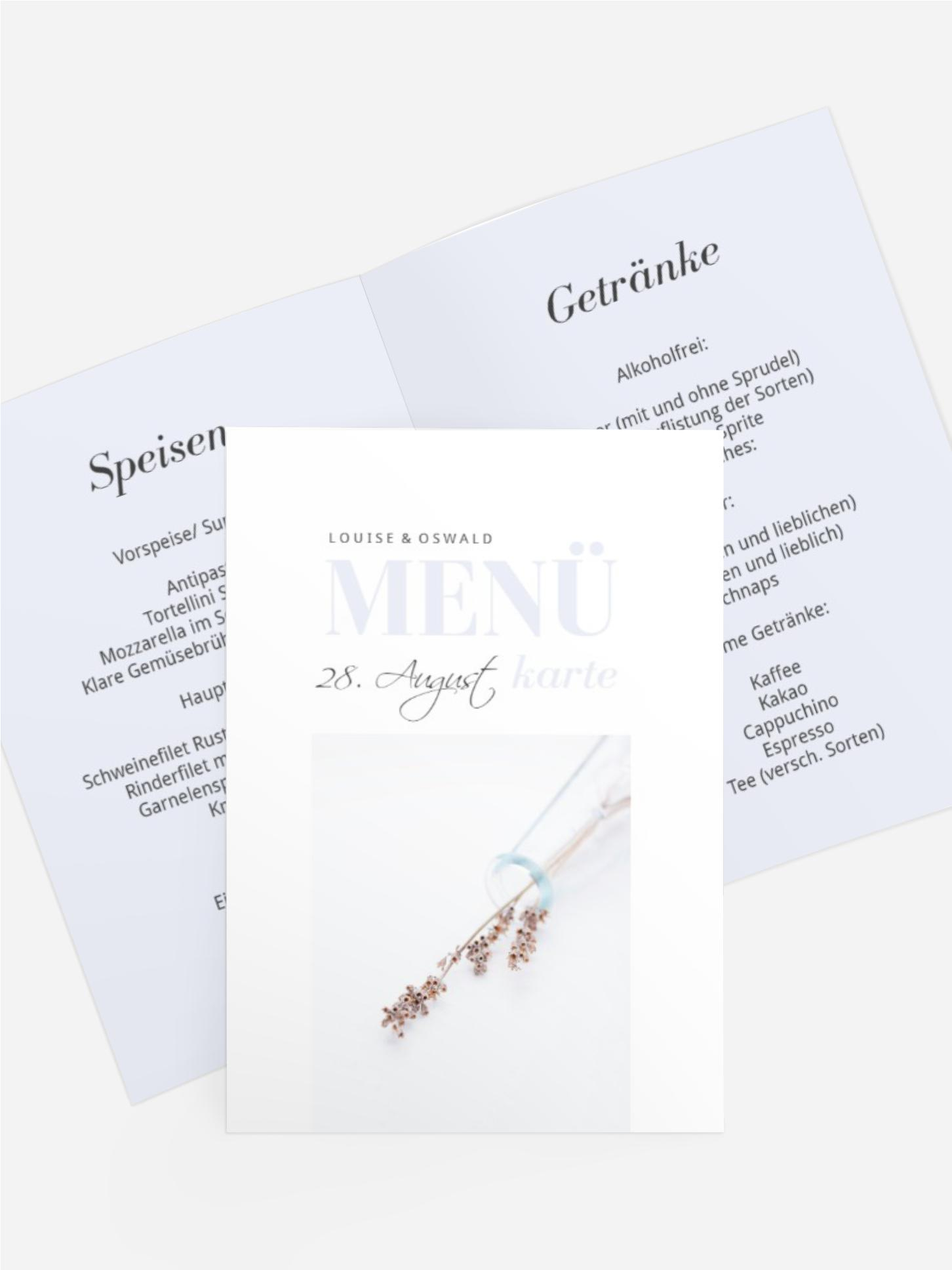 Menükarte Text-Bild-Gemeinschaft