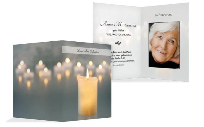 Sterbebildkarte Kerzenlichter