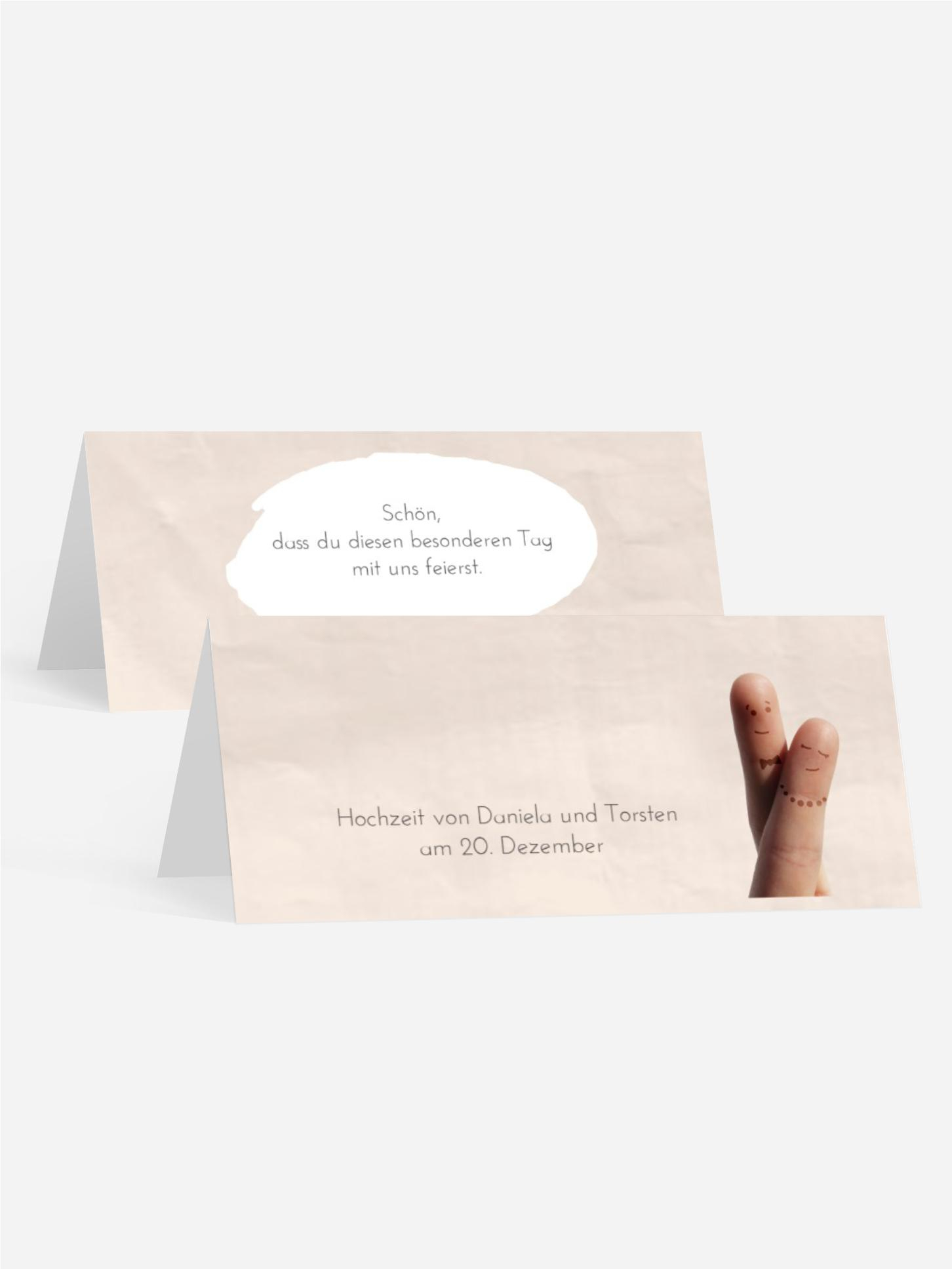Tischkarte Fingerpaar