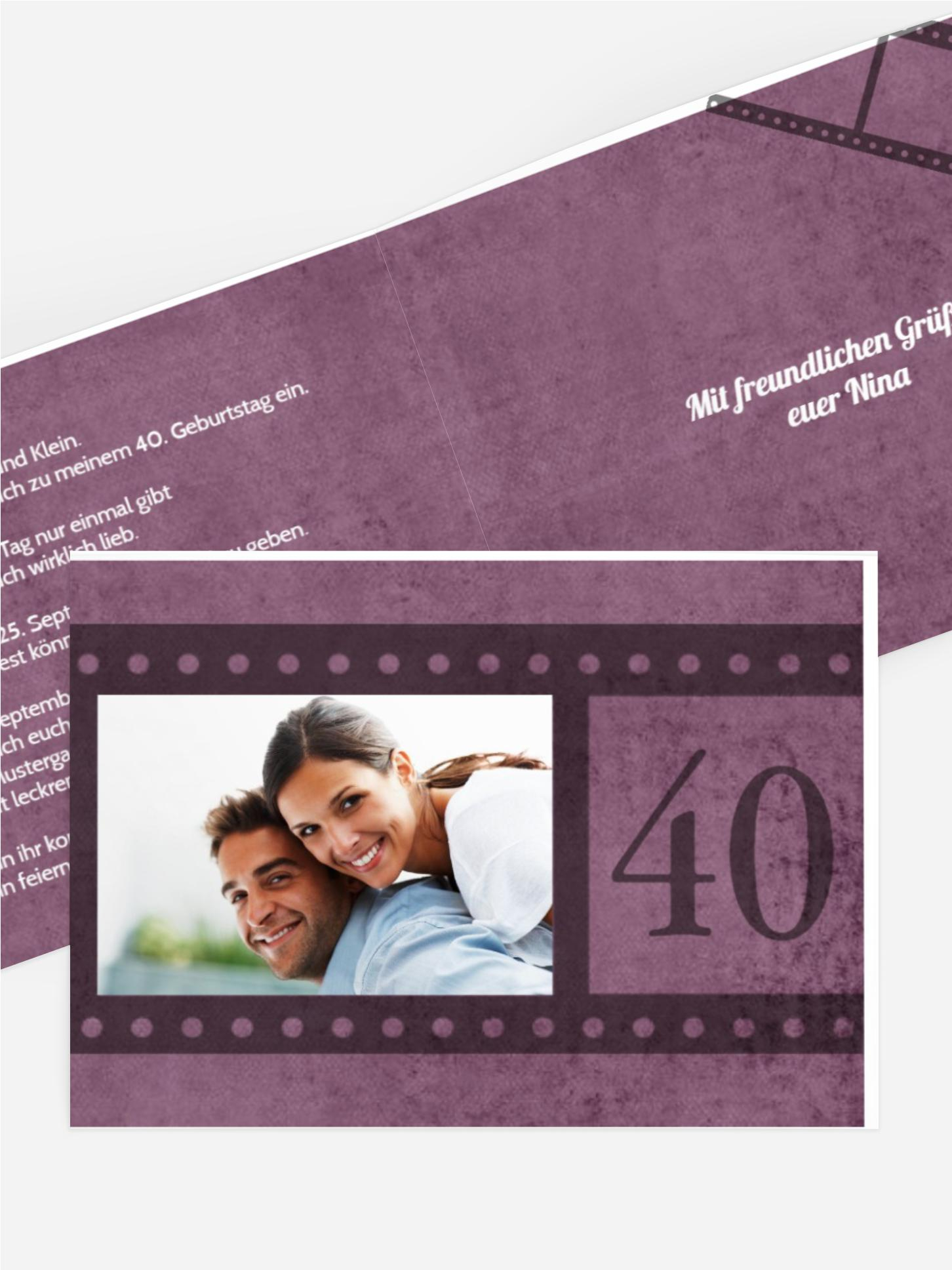 Geburtstagseinladung Retrofilm 40 Foto