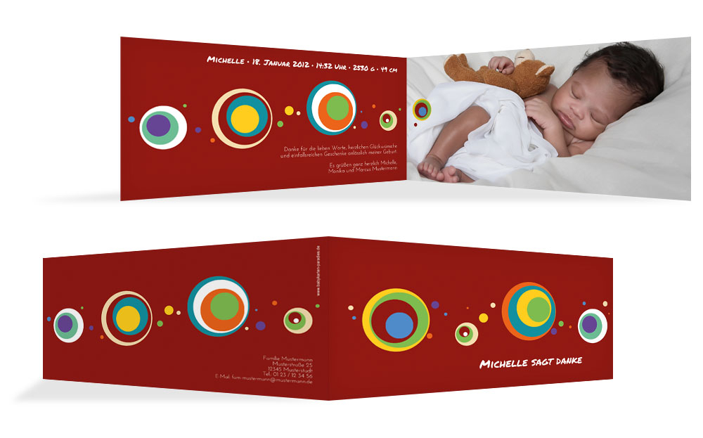 Baby Dankeskarte Retro Kreise Baby Dankeskarte Retro Kreise