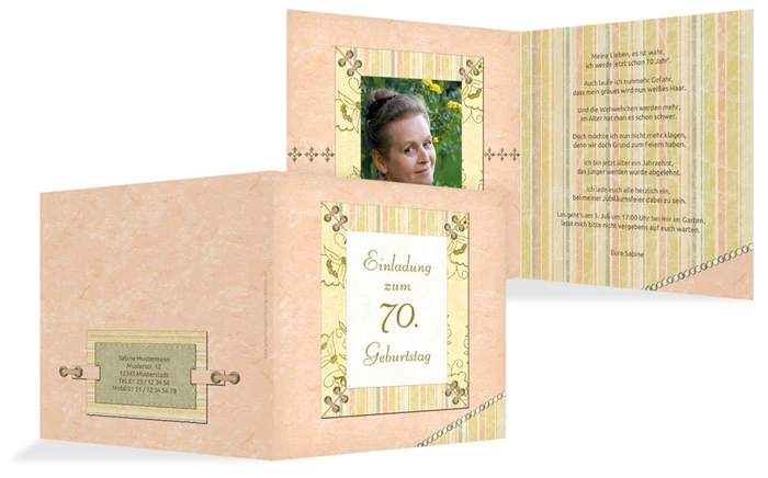 Geburtstagseinladungskarte Nostalgie 70 Foto Geburtstagseinladungskarte Nostalgie 70 Foto
