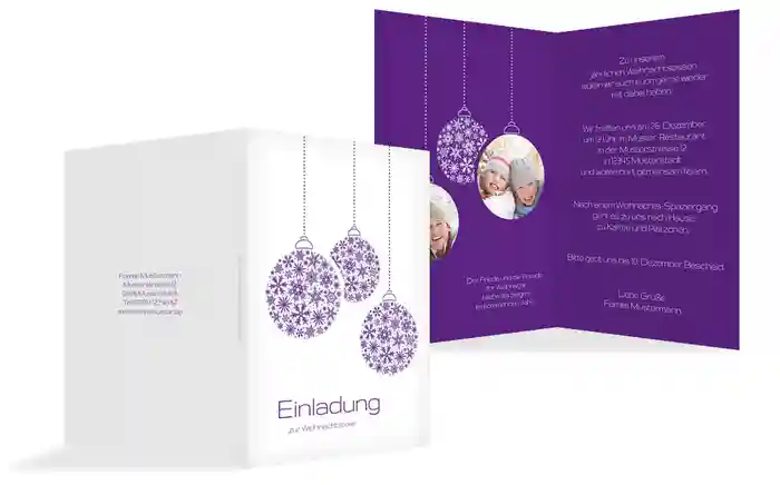 Weihnachtseinladung Privat Kugeln