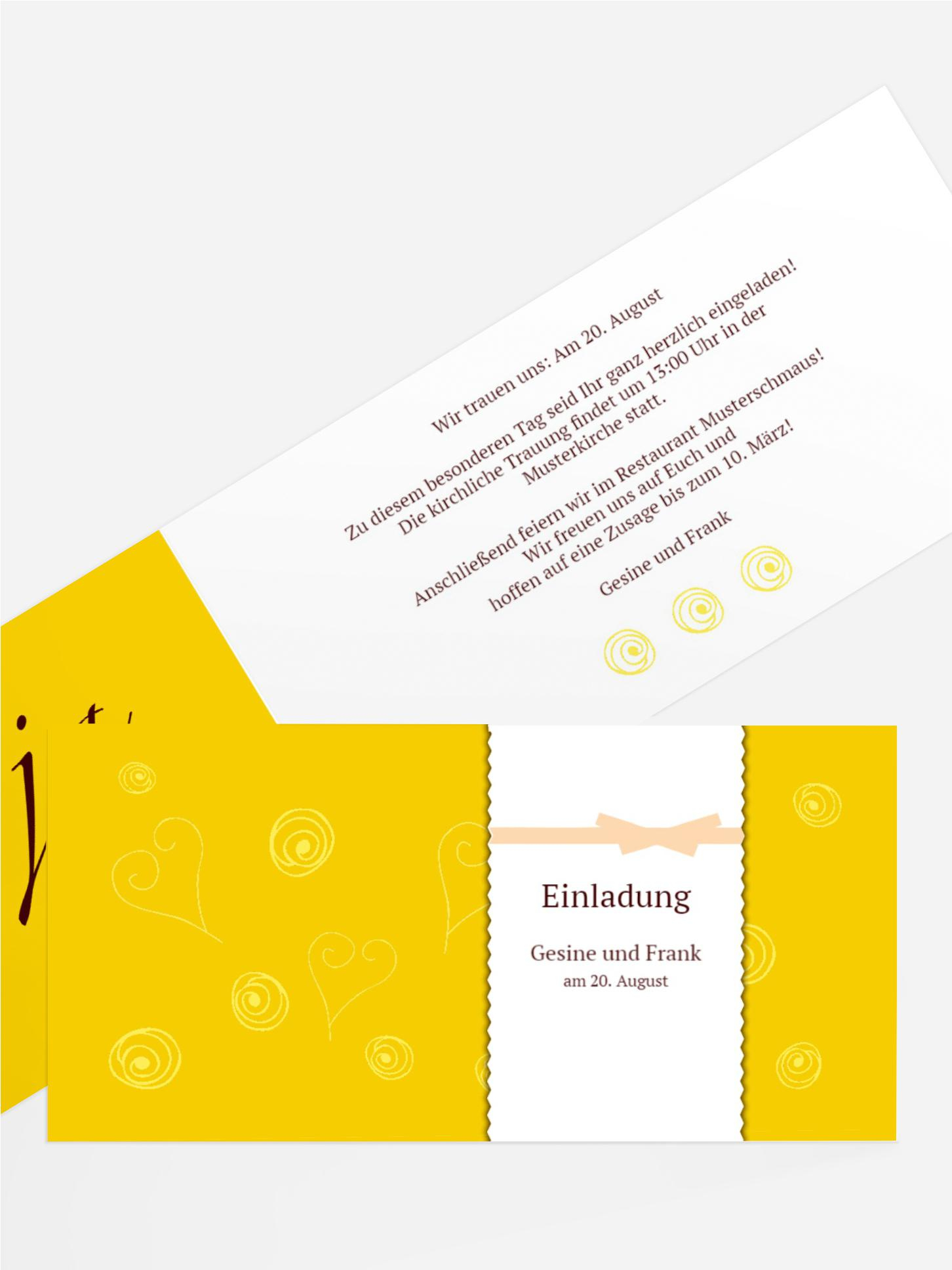 Einladungskarte Curly Hearts