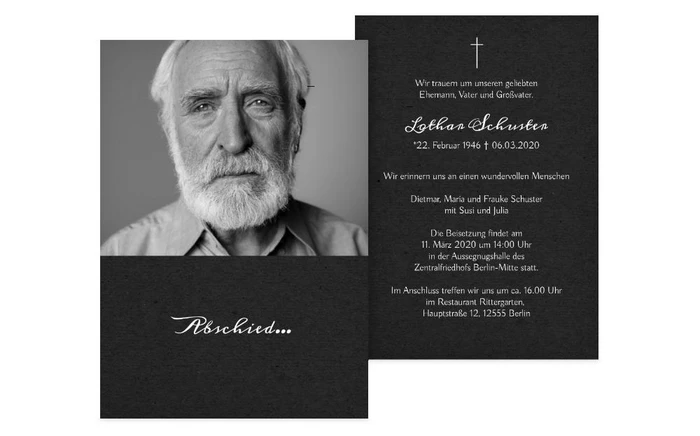Trauerkarte Stilvoll & Edler Abschied