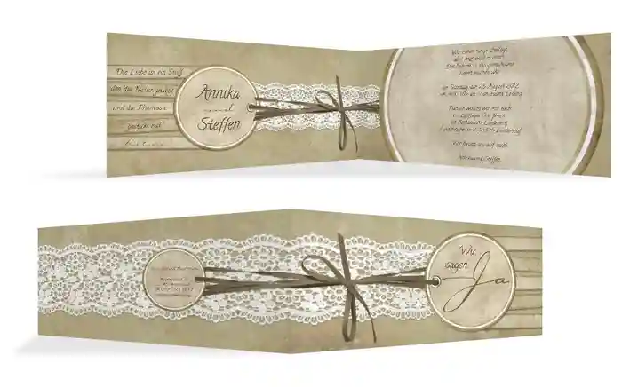Hochzeitskarte Einladung Vintage Lace