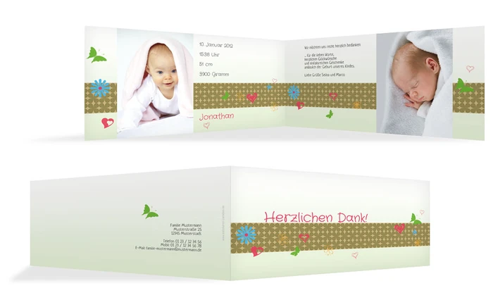Baby Dankeskarte colorful garden