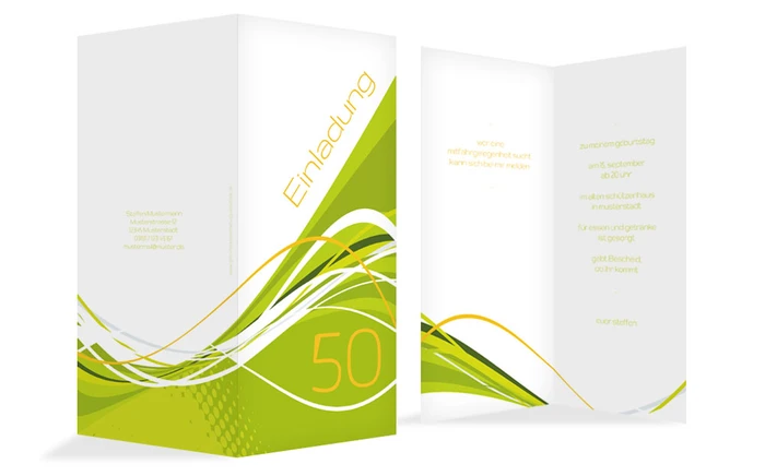 Einladungskarte Geburtstag Welle 50