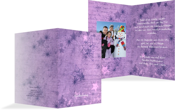 Weihnachts Einladungskarte privat Sternengrund