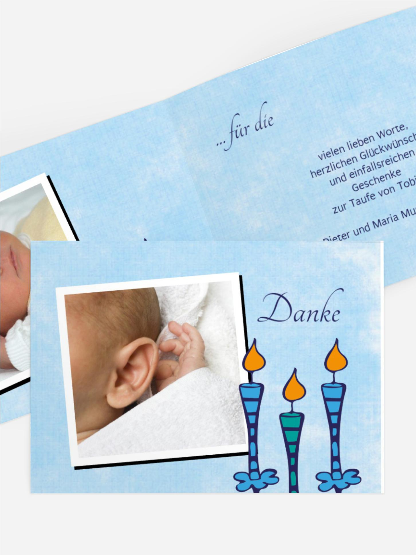 Taufe Dankeskarte Kerzen