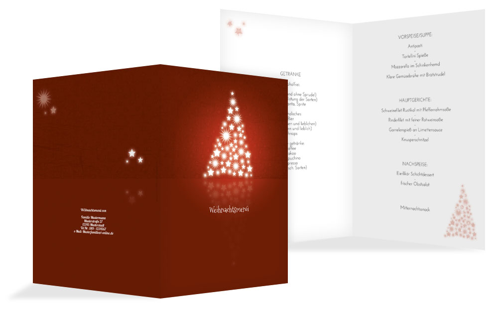 Weihnachten Menükarte Spiegelbaum