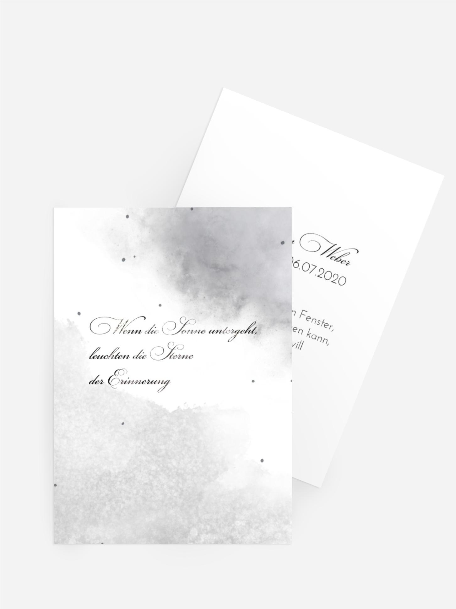 Sterbebildkarte Stille