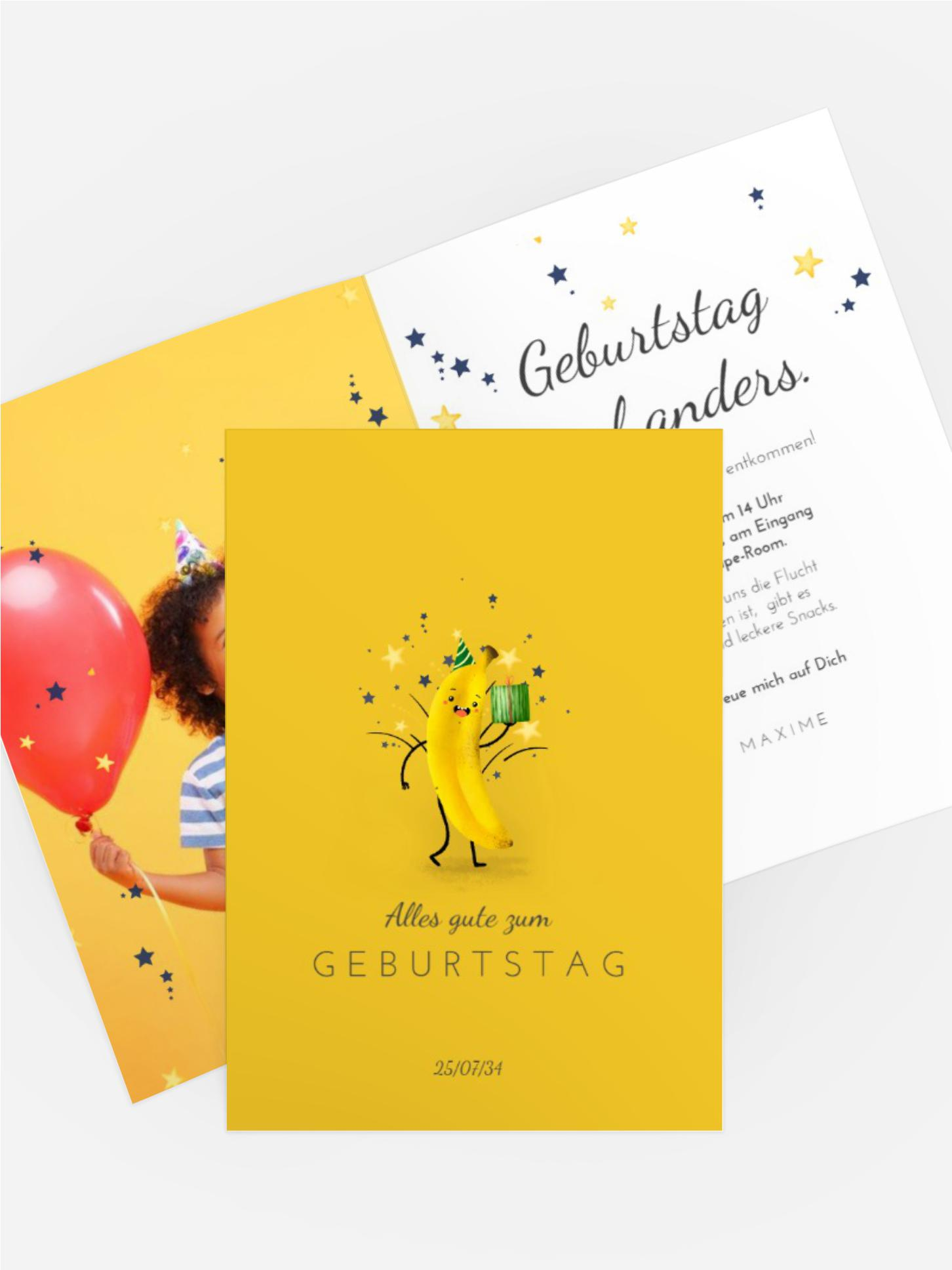 Jugendliche Geburtstagseinladung Fröhliche Banane