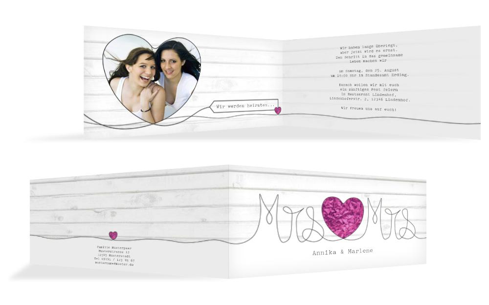 Hochzeitseinladung Mrs+Mrs Hochzeitseinladung Mrs+Mrs