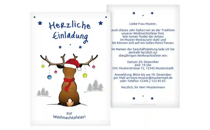 Weihnachtseinladung Geschäft Rudolph