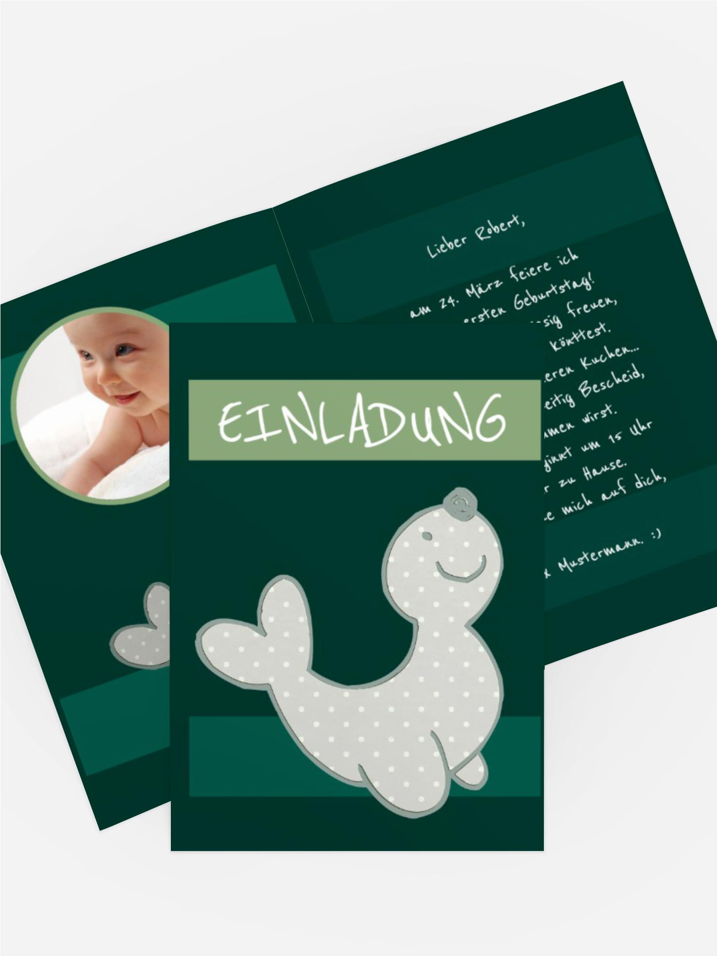 Kindergeburtstagseinladung "Robbe mit Foto" Kindergeburtstagseinladung "Robbe mit Foto"